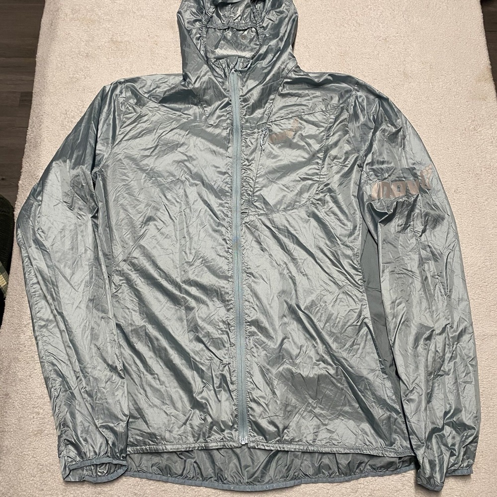 Inov-8 Windshell Jacket Womens 12 Green Full Zip Lightweight Hooded Packable Run